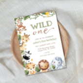 ワイルドワンジャングルサファリファースト誕生日招待状 招待状