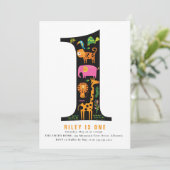 ワイルドワンジャングルサファリファースト誕生日 招待状 (スタンド正面)