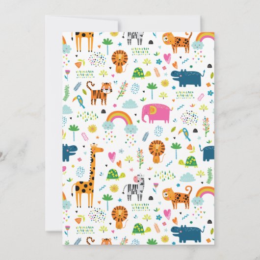 ワイルドワンジャングルサファリファースト誕生日 招待状 (裏面)