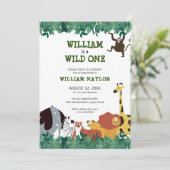 ワイルドワンジャングルサファリフォトファースト誕生日 招待状 (スタンド正面)