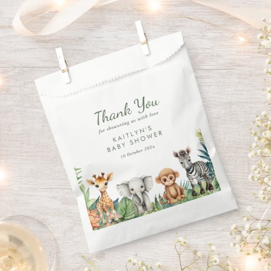ワイルドワンジャングルサファリベイビーシャワー フェイバーバッグ (クリップ留めされた状態)