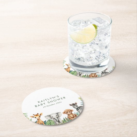 ワイルドワンジャングルサファリベイビーシャワー ラウンドペーパーコースター (インサイチュ)