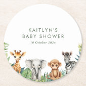 ワイルドワンジャングルサファリベイビーシャワー ラウンドペーパーコースター (正面)