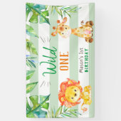 ワイルドワンジャングルサファリボーイズファースト誕生日パーティーB 横断幕 (縦)