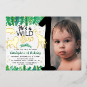 ワイルドワンジャングルサファリボーイズ1stバースデーフォト 箔招待状 (正面)