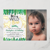 ワイルドワンジャングルサファリボーイズ1stバースデーフォト 箔招待状 (正面)
