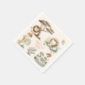 ワイルドワンジャングルサファリ動物の少年1歳の誕生日 スタンダードカクテルナプキン (角)