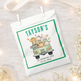 ワイルドワンジャングルサファリ動物の少年1歳の誕生日 フェイバーバッグ