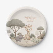 ワイルドワンジャングルサファリ動物の少年1歳の誕生日 ペーパープレート (正面)