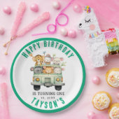 ワイルドワンジャングルサファリ動物の少年1歳の誕生日 ペーパープレート (パーティー)