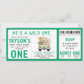 ワイルドワンジャングルサファリ動物の少年1歳の誕生日 招待状 (正面)