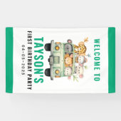 ワイルドワンジャングルサファリ動物の少年1歳の誕生日 横断幕 (横)