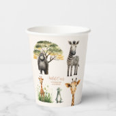 ワイルドワンジャングルサファリ動物の少年1歳の誕生日 紙コップ (裏面)