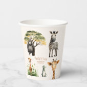 ワイルドワンジャングルサファリ動物の少年1歳の誕生日 紙コップ (正面)