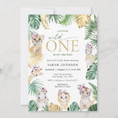 ワイルドワンジャングルサファリ動物ベビーシャワー 招待状 (正面)