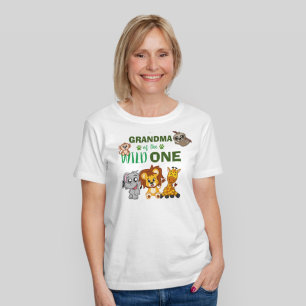 ワイルドワンジャングルサファリ動物園おばあちゃん誕生日 Tシャツ