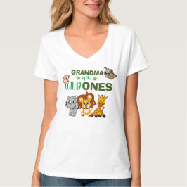 ワイルドワンジャングルサファリ動物園の動物双生児おばあちゃん Tシャツ