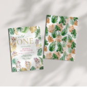 ワイルドワンジャングルサファリ動物金ゴールド1st誕生日 招待状