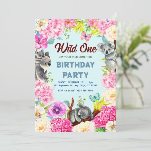 ワイルドワンジャングルサファリ子供の誕生日パーティー 招待状 (スタンド正面)