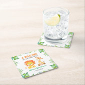 ワイルドワンジャングルサファリ男の赤ちゃんシャワースプリンクル スクエアペーパーコースター (インサイチュ)