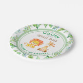 ワイルドワンジャングルサファリ男の赤ちゃん1st誕生日パーティー ペーパープレート (アングル)