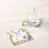 ワイルドワンジャングルサファリ誕生日 スクエアペーパーコースター (インサイチュ)