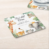 ワイルドワンジャングルサファリ誕生日 スクエアペーパーコースター (アングル)