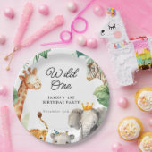 ワイルドワンジャングルサファリ誕生日 ペーパープレート (パーティー)