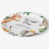 ワイルドワンジャングルサファリ誕生日 ペーパープレート (アングル)