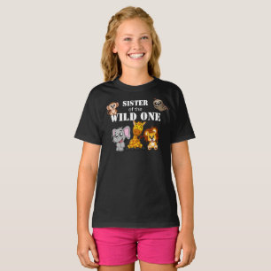 ワイルドワンジャングルサファリ1歳の誕生日シスター Tシャツ