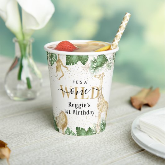 ワイルドワンジャングルサファリ1歳の誕生日パーティー 紙コップ (インサイチュ)