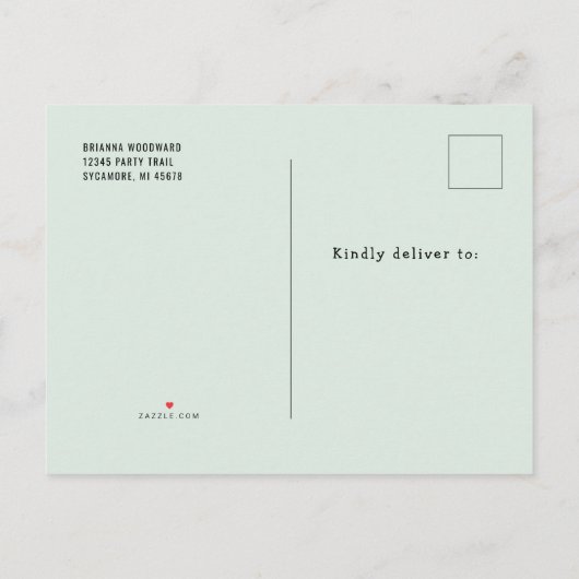 ワイルドワンジャングルサファリ1stバースデーグリーン インビテーションポストカード (裏面)