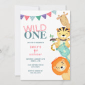 ワイルドワンジャングルサファリ1st誕生日招待状 招待状 (正面)