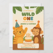 ワイルドワンジャングルサファリ1st誕生日招待状 招待状 (正面)