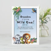 ワイルドワンジャングルサファリ1st誕生日招待状 招待状 (スタンド正面)