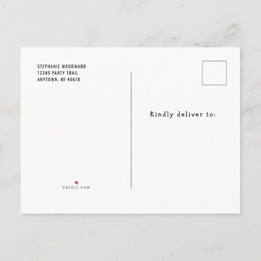 ワイルドワンジャングルサファリ1st誕生日金ゴールドグリーン インビテーションポストカード (裏面)