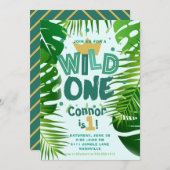 ワイルドワンジャングルテーマボーイズファースト誕生日 招待状 (正面/裏面)