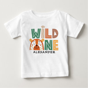 ワイルドワンジャングルテーマ1st誕生日 ベビーTシャツ