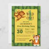 ワイルドワンジャングルファースト誕生日 招待状 (正面)