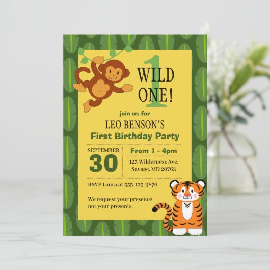 ワイルドワンジャングルファースト誕生日 招待状 (スタンド正面)
