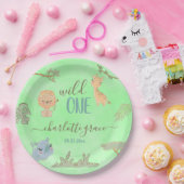 ワイルドワンジャングルフレンズブルーブラウンファースト誕生日 ペーパープレート (パーティー)