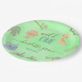 ワイルドワンジャングルフレンズブルーブラウンファースト誕生日 ペーパープレート (アングル)