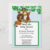 ワイルドワンジャングルベビーシャワー動物の部族招待状 招待状 (正面)