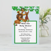 ワイルドワンジャングルベビーシャワー動物の部族招待状 招待状 (スタンド正面)