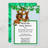 ワイルドワンジャングルベビーシャワー動物の部族招待状 招待状 (正面/裏面)