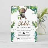 ワイルドワンジャングルモンキーファースト誕生日招待状 招待状 (スタンド正面)