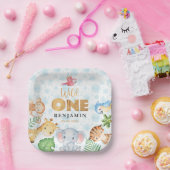 ワイルドワンジャングル動物1st誕生日パーティーP ペーパープレート (パーティー)