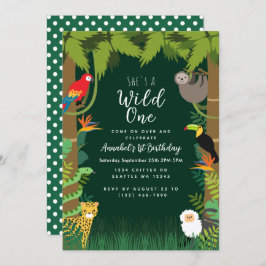 ワイルドワンジャングル子供の誕生日招待状 招待状