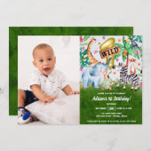 ワイルドワンジャングル誕生日写真招待状 招待状 (正面/裏面)