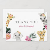 ワイルドワンジャングル赤ちゃんシャワーありがとう サンキューカード (正面/裏面)